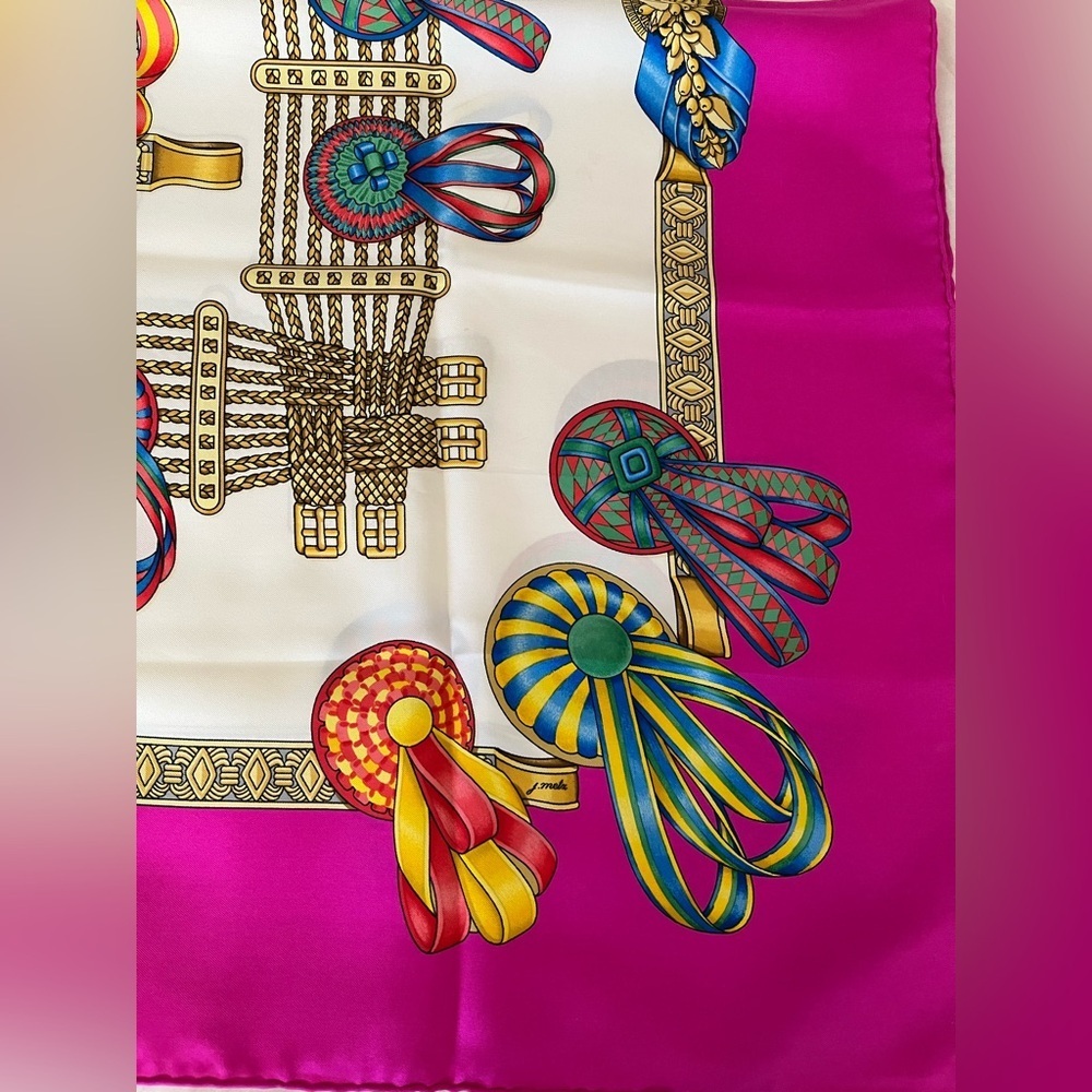 HERMES Les Rubans Du Cheval Silk Scarf by Joachim Metz Rare EUC 1988--93 - Picture 13 of 17